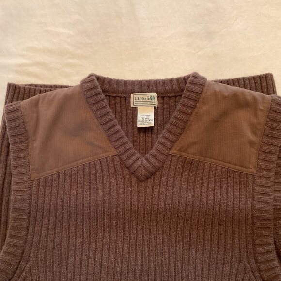 LL Bean Men's XL Vest Commando Waterfowl Field Sweater Brown - Picture 9 of 9